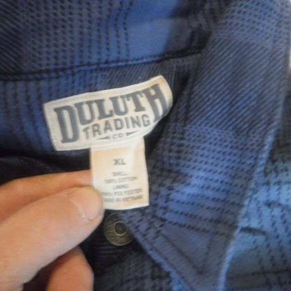 Duluth Trading Mens XL Blue Plaid Long Sleeve Button Snap Jacket Button Snap - Picture 5 of 9